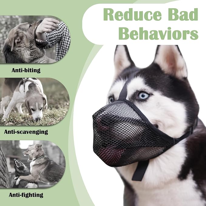 Mayerzon Dog Muzzle, Soft Mesh Muzzle for Small Medium Large Dogs Anti Bite Scavenging, Breathable Adjustable Mouth Guard for German Shepherd Labrador Golden Retriever in Grooming Walking Vet Visits