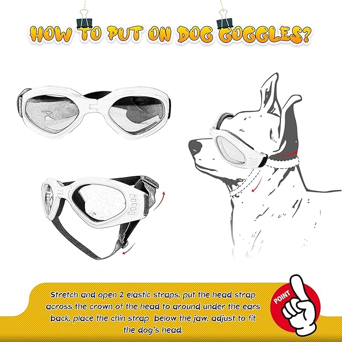 Enjoying Dog Sunglasses Medium Breed, Dog Goggles UV Protection, Cycling Eye Protection for Medium-Small Dogs, Outdoors Breathable Windproof Dustproof Anti-Fog, Adjustable Straps, Heart Pink