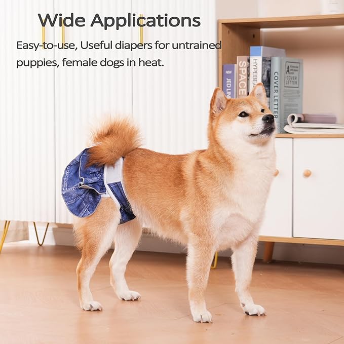 Female Dogs Physiological Pants, Highly Absorbent Diaper for Female Dog in Heat, Incontinence, Excitable （ XL Size，Waist Circumference Between 23.5-32 inches）