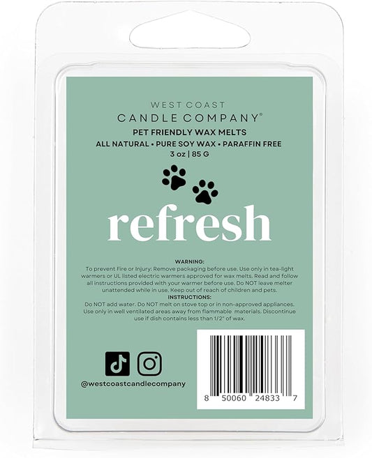 Refresh | Pet Safe Wax Melts | All Natural Soy | Non-Toxic | Dog Friendly | Vet Approved | Long Lasting Home Fragrance | Pet Odor Eliminator | Clean Burning Wax Cubes | Safe Air Freshener