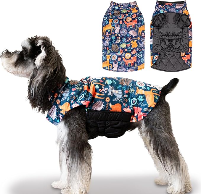 CuteBone Winter Dog Coat - Waterproof Windproof Reversible Jacket with Leash Hole - Thick Adjustable Soft Coats for Small to Large Dogs