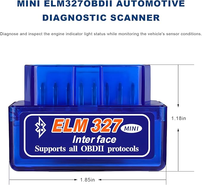 ELM327 OBDⅡ Car Auto Diagnostic Scanner, Professional Auto Bluetooth Scan Tool Failure Detector, Mini Wireless Engine Fault Code Reader Diagnostic Tool for Most OBDII Vehicles