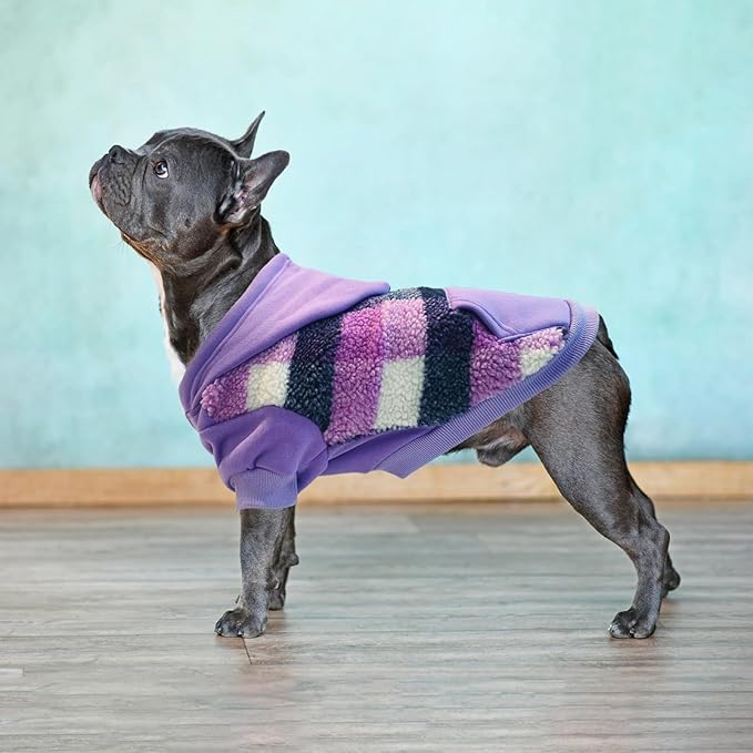 PUPTECK Dog Hoodie Puppy Sweatshirt Warm Dog Sweater Winter Clothes Cold Weather Coats for Small Medium Large Dogs, Purple, S