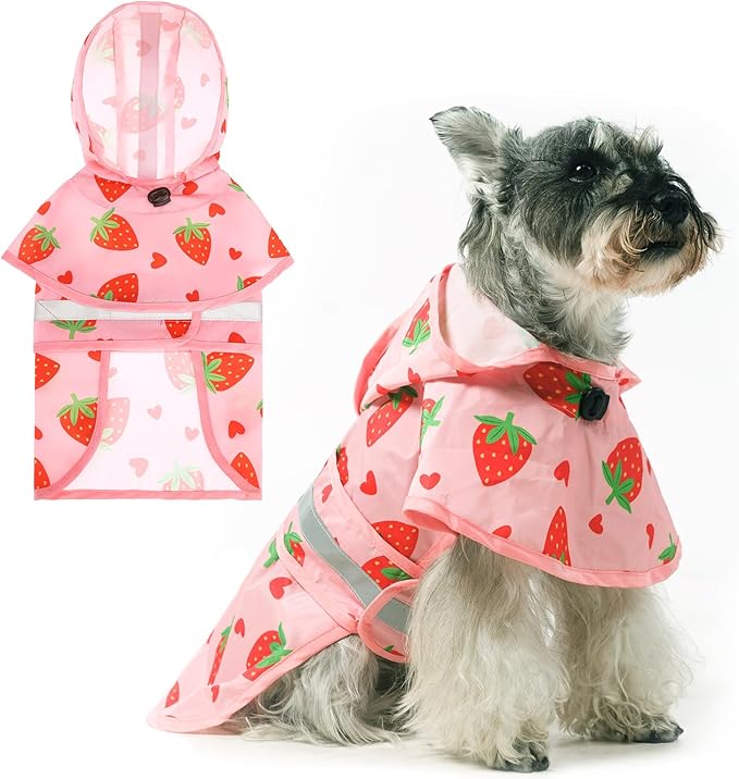 KOOLTAIL Dog Raincoat Hooded Slicker Poncho with Leash Hole, Dog Raincoat for Small Medium Dogs, Waterproof Pet Rain Jacket with Reflective Strip, Adjustable Breathable Puppy Rainwear