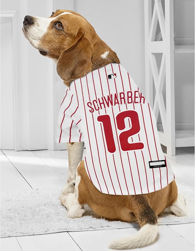Pets First MLBPA Kyle Schwarber Player Jersey #12 Pet Jersey - MLB Philadelphia Phillies Mesh Players, Size X-Small