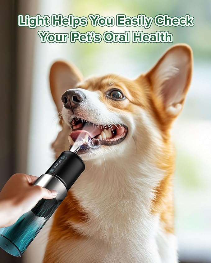 YABIFE Non-Vibrating Ultrasonic Tooth Cleaner for Dogs with Water Cooling System. Dog Plaque and Starter Remover, with Dental Care Kit and Teeth Brush, 3 Cleaning Modes with Lighting