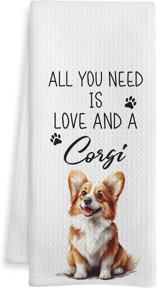 Funny Corgi Gifts Kitchen Towels, Dog Lover Gifts Dish Tea Towels for Kitchen, Gifts for Corgi Lovers Decorative Hand Towel for Bathroom, Dog Bathroom Decor, 16x24 Inch