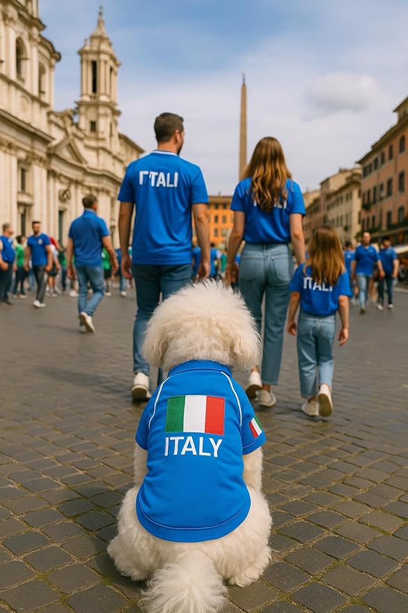 Parisian Italy Dog Jersey - Breathable Mesh Puppy Football Jersey - Stretch Sporty Dog Clothes - Summer Shirts for Large Dogs - Soccer Jersey for Dogs - Sportswear Pet Clothes - Team Italy Apparel
