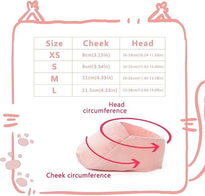 Cat Muzzle with Soft Flexible Fabric, Cat Mask Mouth Guard Muzzle for Prevent Biting Chewing Grooming, Anti Scratch (S,Pink)