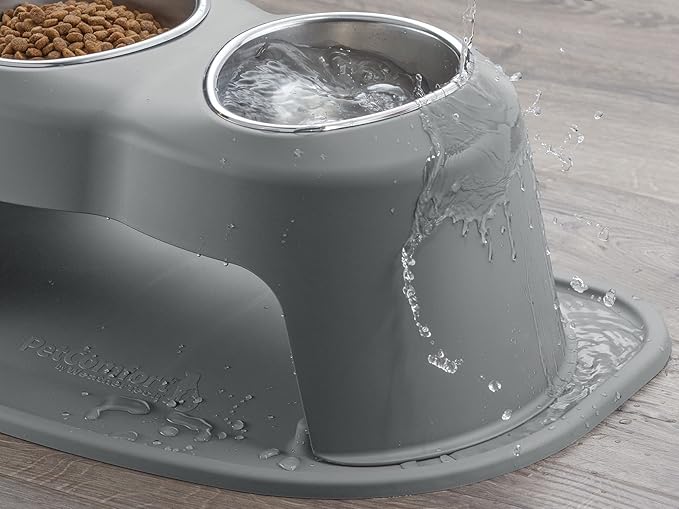 WeatherTech Double High Pet Feeding System - Elevated Dog/Cat Bowls - 14 inch High Dark Grey (DHC9614DGDG)