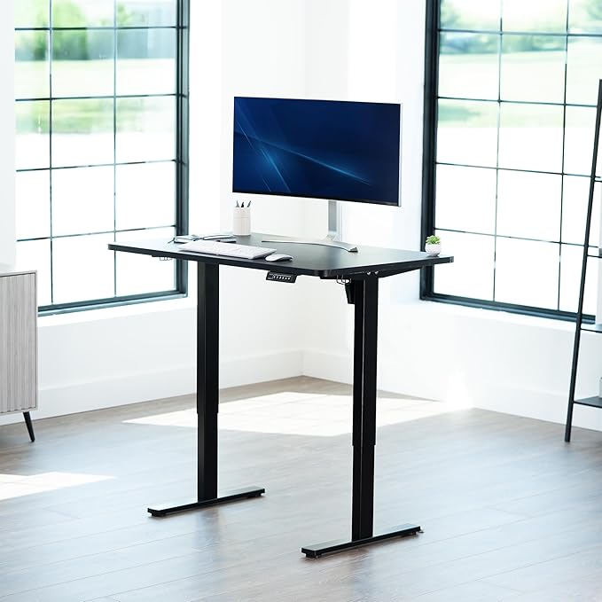 VIVO Universal 48 x 30 inch Solid One-Piece Table Top for Standard and Sit to Stand Height Adjustable Home and Office Desk Frames, Black, DESK-TOP48-30B