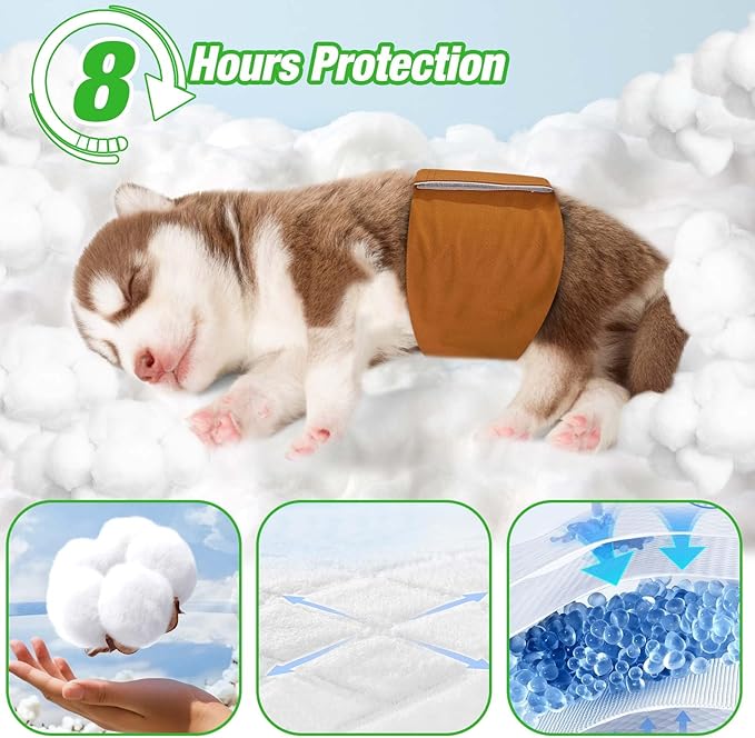 Dog Diaper Liners Booster Pads, 100ct Disposable Dog Diapers Inserts Male Female for Washable Doggie Belly Bands Wraps Covers Period Panties(Regular)