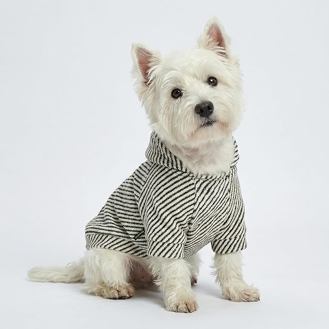 Fitwarm Sliver Striped Dog Hoodie, Doggy Winter Clothes for Small Dogs Boy Girl, Dog Sweatshirt with Hood, Lightweight Pet Hoodie, Silver, Black, Large