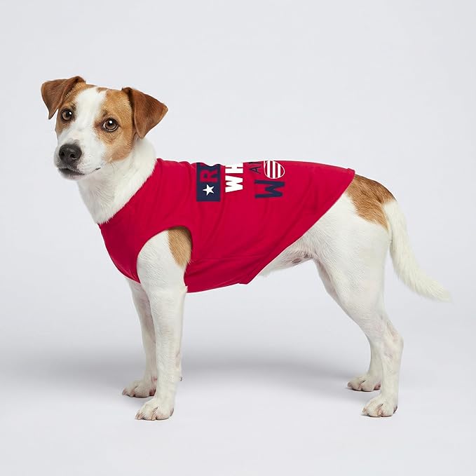 Fitwarm Patriotic Red White and Woof Dog Shirt, 4th of July Dog Clothes for Small Dogs Boy Girl, Funny Doggy Summer Clothes, Pet Outfit, Red, Blue, White, XXL