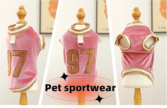 Dog&Cat Jersey,Pet Clothes for Dogs&Cats，Number 97,Soft Warm Cotton Blend Sweatshirt for Fall&Winter, Breathable Cozy Pet Sports Shirt, Durable Outdoor Daily Wear (Pink, M)