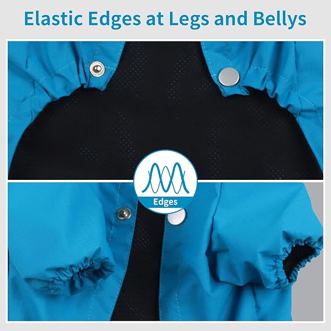Premium Dog Raincoat with Hood for Medium Dogs,Outdoor Sports Waterproof Doggie Rain Jacket,Puppy Raincoat with Pockets,Blue L
