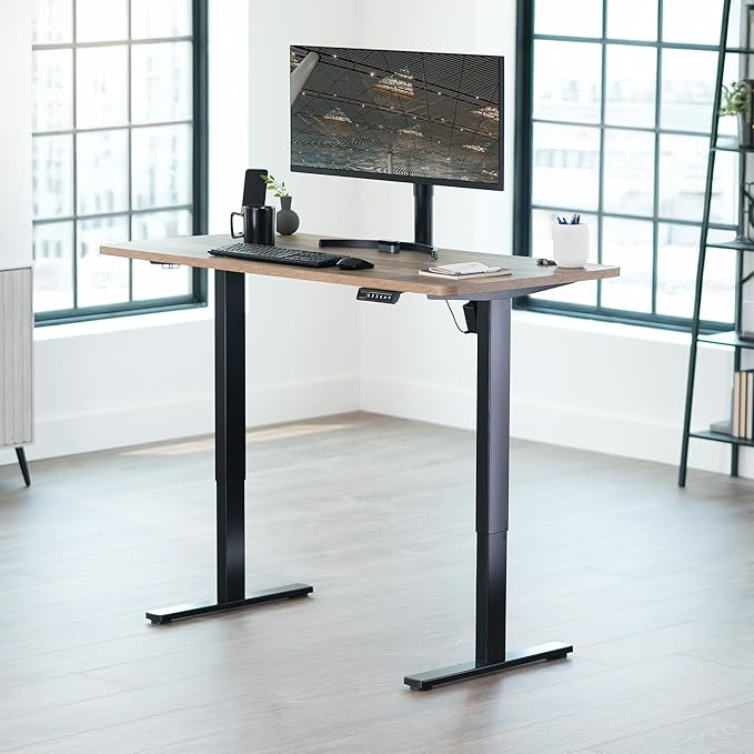 VIVO Universal 55 x 28 inch Solid One-Piece Table Top for Standard and Sit to Stand Height Adjustable Home and Office Desk Frames, Reclaimed Wood, DESK-TOP55-28P