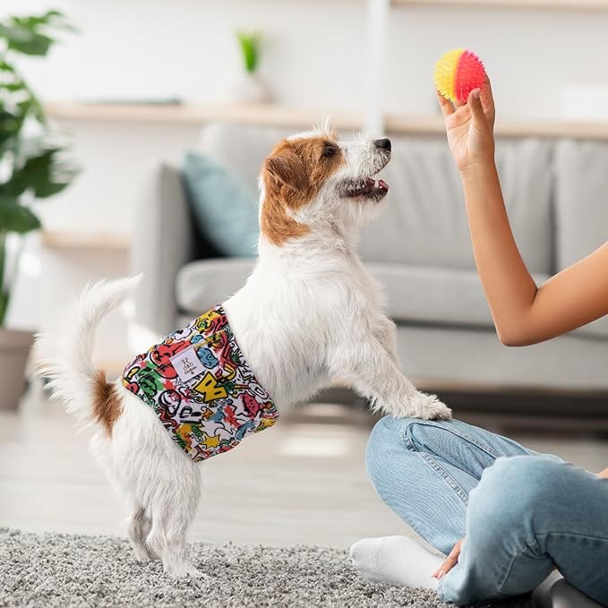 CuteBone Dog Diapers Male Washable Belly Band for Male Dogs Wraps Black 3pcs a Pack DM55M