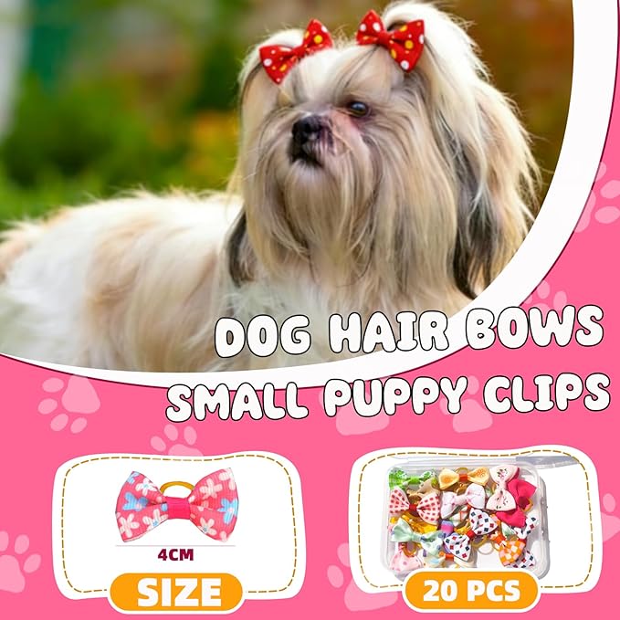 Dog Nail Art Pens,Nail Art Markers for Dog-6 Colors & 20 Pcs Dog Bowknot Hair Bows, DIY Nails for Pet, Dog Safe Nail Polish Non Toxic, Odorless, Easy to Apply