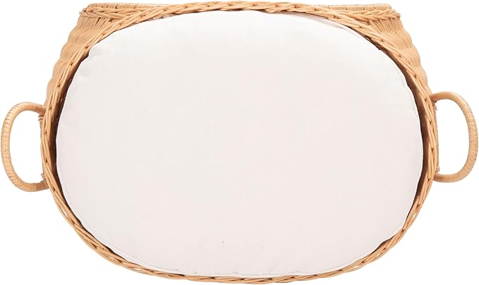SAFAVIEH Home Collection Faati Honey Brown Rattan Pet Cat Bed with White Cushion, Ideal for Living Room, Bedroom, Entryway (Fully Assembled)
