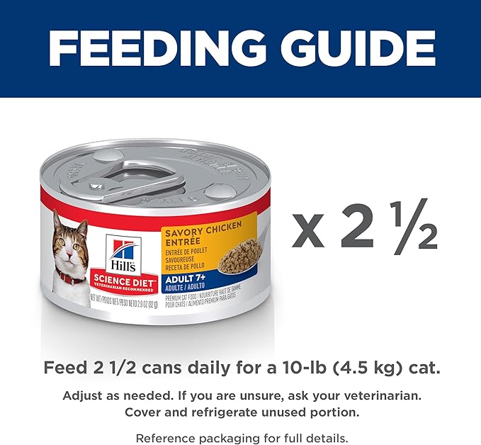 Hill's Science Diet Adult 7+ Wet Cat Food, Chicken Minced, 2.9 oz. Cans, 24-Pack