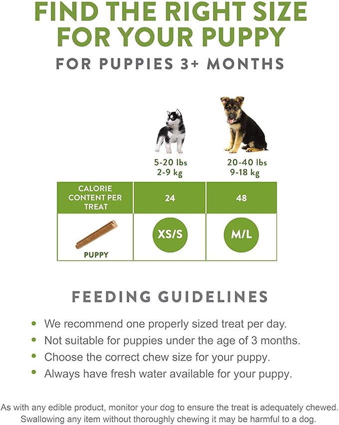 Whimzees 3 Pack of Puppy Daily Dental Treats, 14 Sticks Each, for Medium to Large Puppies