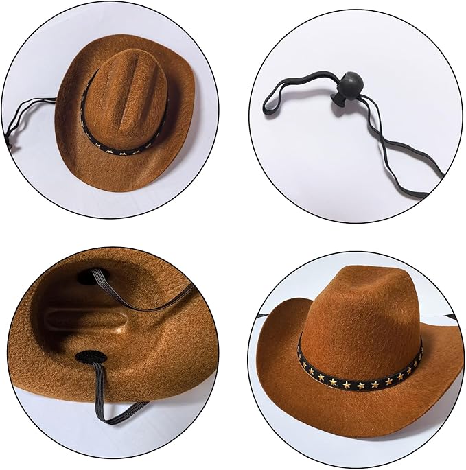 Dog Cowboy Hat Cat Cowboy Hat Pet Cowboy Costume Mini Cowboy Hat for Dogs Cat Holiday Halloween Pet Party Decoration (Beige, Small)