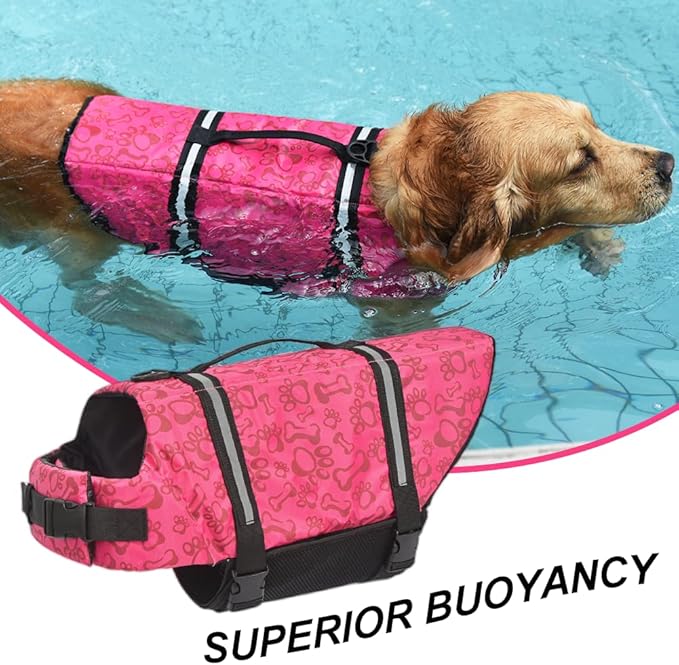 Doglay Dog Life Jacket, Dog Life Vest for Swimming Boating, Adjustable Puppy Life Jacket with Reflective Stripes, Superior Buoyancy Dog Swimming Vest for Small Medium and Large Dogs