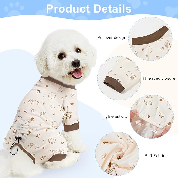 Bienbee Dog Pajamas, 4 Pack Dog Recovery Suit Shedding Suit Cute Soft Puppy Clothes Dogs Pjs Onesies Jammies Adjustable Breathable & Stretchy Clothes for Small Medium Large Dogs Girl Boy Puppy-3XL