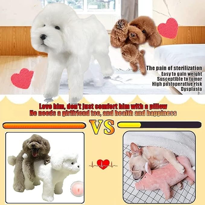 Pet Partner Toy, Dogs Interactive Plush Squeaky Toys, Male Dog Estrus Toy Durable Stuffing Dog Toys, Mating Toy for Male Dog Anxiety Relief Partner Vent Toys, for Dog Wedding Gift White 25cm/9.8