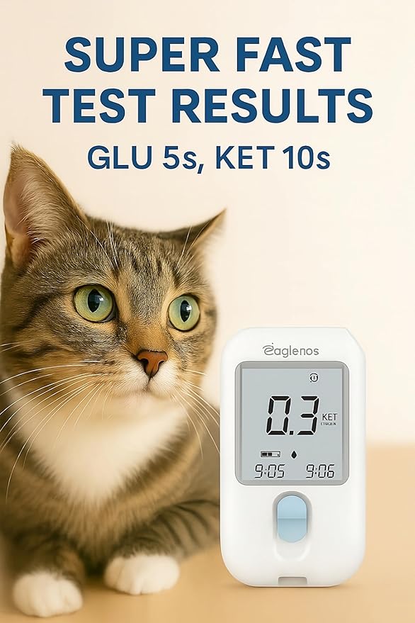 2-in-1 Health Tracker for Pets – Veterinary Use Only Wellness Glucose &B-Ketone Monitor for Dogs & Cats, Ultra-Low 0.8 μL Sample, Fast 5s Results(One Device+20 Strips,10 Each)