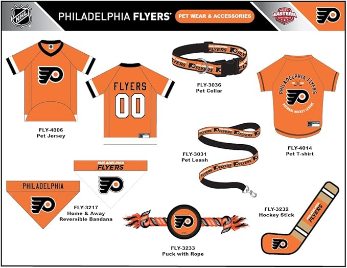 NHL Philadelphia Flyers Jersey for Dogs & Cats, Medium. - Let Your Pet Be A Real NHL Fan!