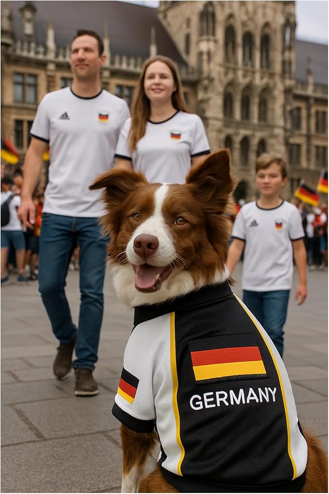 Parisian Pet Team Germany Dog Jersey - Breathable Mesh Puppy Football Jersey - Lightweight Stretch Sporty Dog Clothes - Summer Shirts for Large Dogs - Soccer Jersey for Dogs - Sportswear Pet Clothes