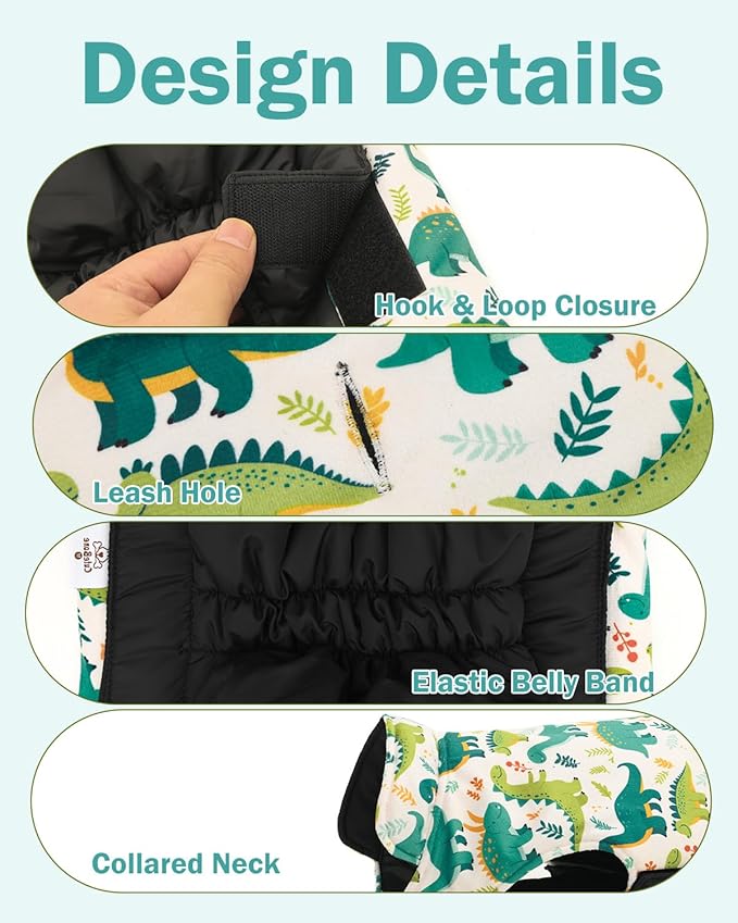 CuteBone Winter Dog Coat - Waterproof Windproof Reversible Vest, Thick Adjustable Cold Weather Jacket with Leash Hole for Small Medium Dogs GMF33S