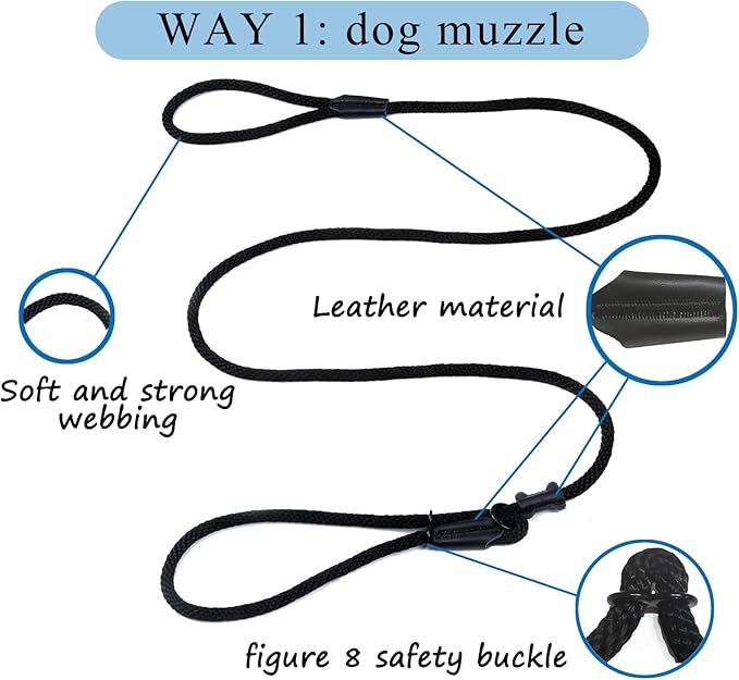 Multifunctional Figure 8 Padded Head Halter Walking Training Leather Stopper Slip Lead Dog Rope Leash Muzzle (Red)