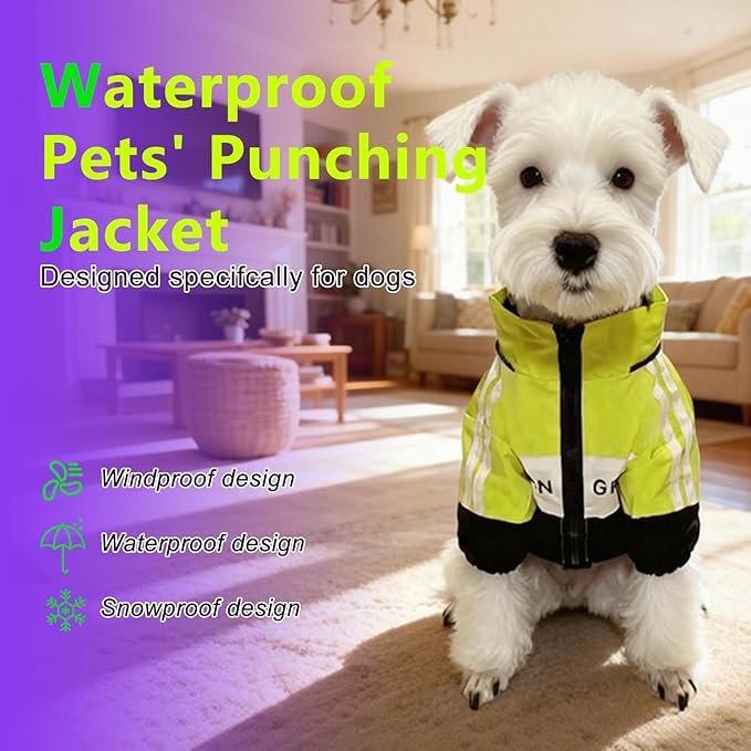 Small Dog Raincoat, Waterproof Dog Rain Jacket with Detachable Hood, Rain Coat with Smooth Zipper, Elastic Cuff for Dogs, Outdoor Adventures/Walking Lightweight Puppy