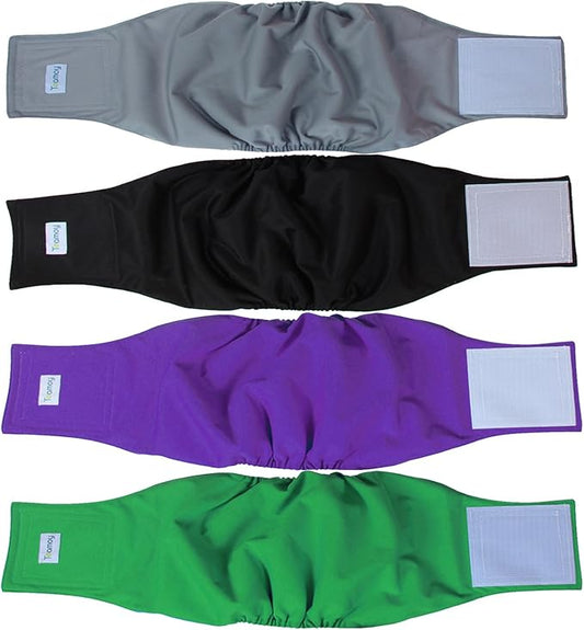 Teamoy Male Dog Belly Bands Washable 4-Pack, Reusable Dog Diapers Wraps for Incontinence & Marking (L2,20-24" Waist)
