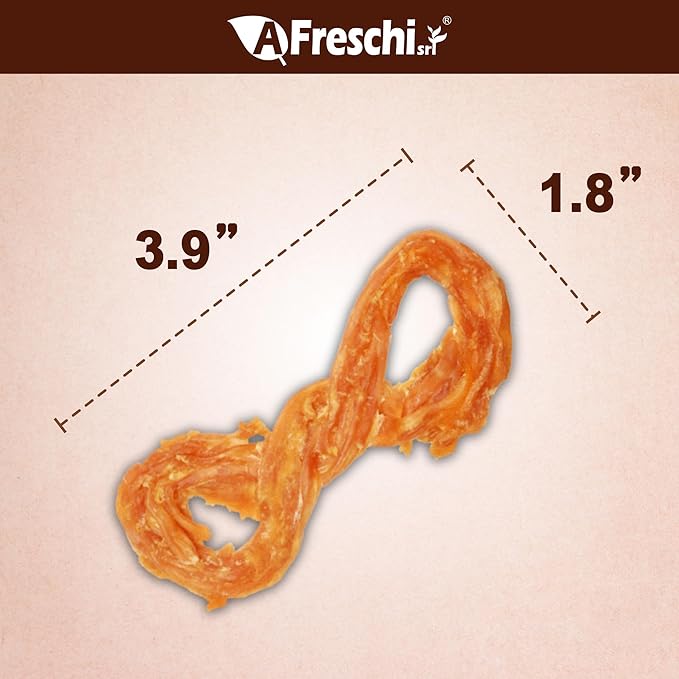 A Freschi srl Turkey Tendons for Dogs, USA-Sourced, Healthy Dog Treats, Rawhide-Free Puppy Chews, Long Lasting, All Natural, Hypoallergenic Dog Treats for Small Breeds, 6 Count Pack Rope (S)