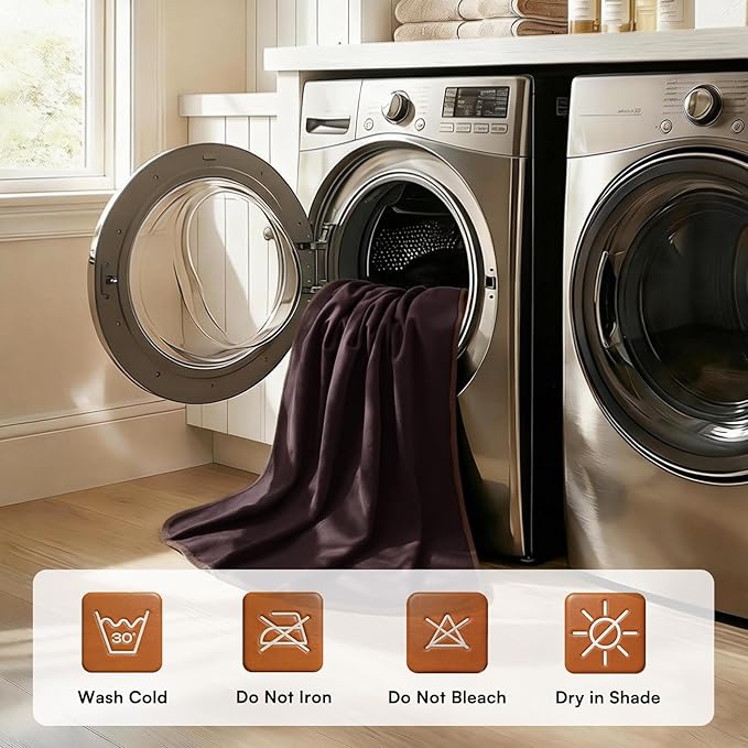 Luciphia 100% Waterproof Blanket for Adults or Large Dogs, Soft Polar Fleece XL Pet Blankets for Bed Couch Protector Washable, Reversible Leakproof Furniture Protection,Brown Cream,Twin 82x90 inch