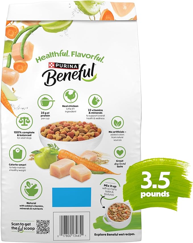 Purina Beneful Healthy Weight With Farm-Raised Chicken Natural Dog Food Dry Formula With Added Vitamins, Minerals and Nutrients - (Pack of 4) 3.5 lb. Bags
