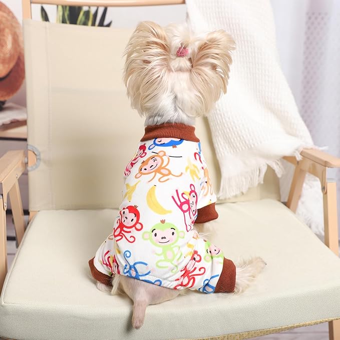 Kosiyi Dog Pajamas for Small Dogs Male Female Dog Clothes, Brown Lightweight Velvet Pet Pjs, Fleece Stretch Dog Onesie, Puppy Spring Winter Clothes, Jumpsuit, Jammies, Apparel, XXS, Brown