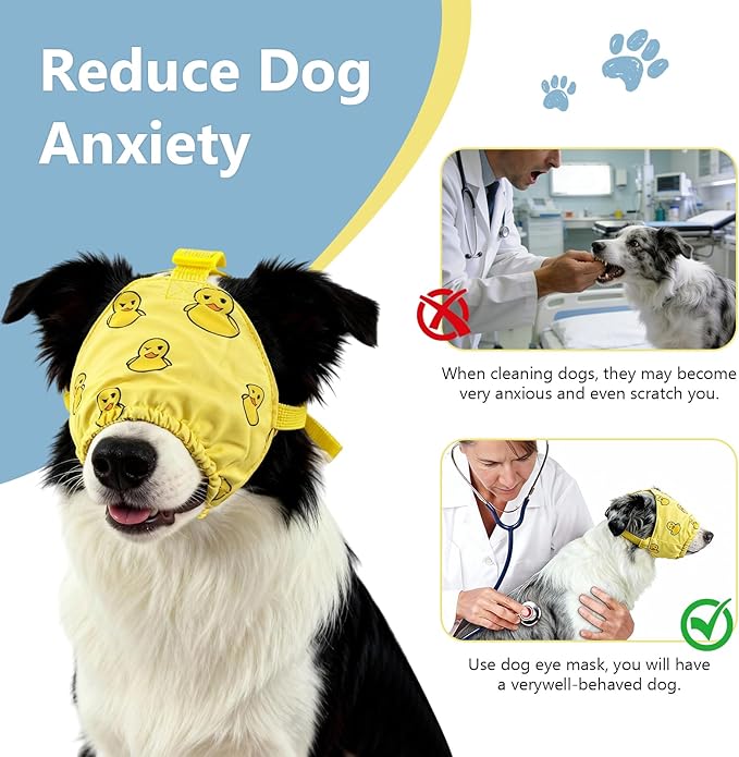 NACOCO Dog Calming Cap Eye Mask Ducks Nylon Shading Pet Anxiety Mask Muzzle for Grooming Anti Car Sickness (Yellow, S)