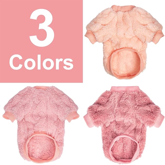 Dog Sweater, 3 Pack Dog Sweaters for Small Dogs or Cats, Girl or Boy, Warm Dog Clothes Shirt Coat for Winter Christmas (Peach, Dark Pink, Light Purple, Small)