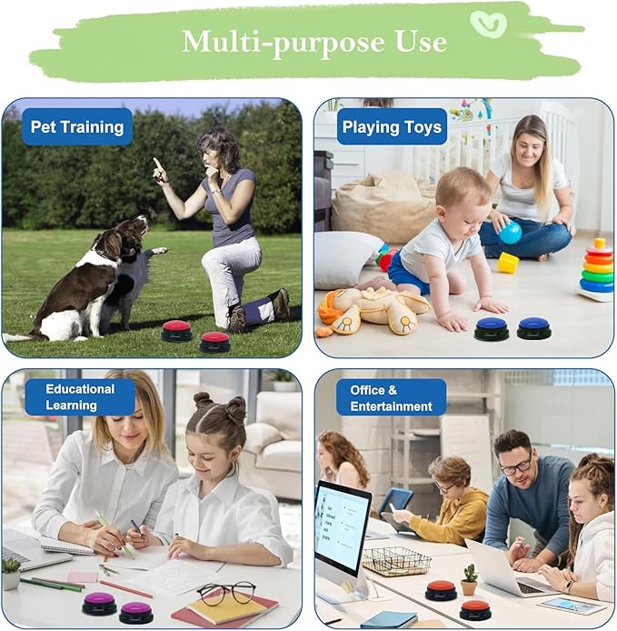 Set of 8 Dog Buttons for Communication, Voice Recordable Buttons for Classroom, Dog Training Talking Buttons Starter Set, Pet Easy Speaking Buttons Tools