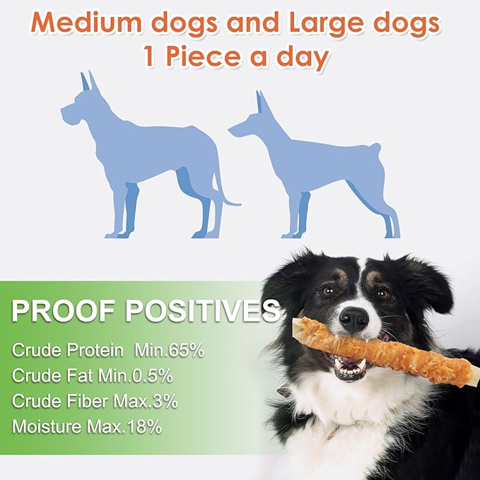 MON2SUN Dog Treats, 9 Inch Chicken Wrapped Rawhide Rolls Snacks, Teeth Cleaning and Long Lasting Chews for Medium and Large Dogs, 23.28oz (6 Count-Pack of 2)