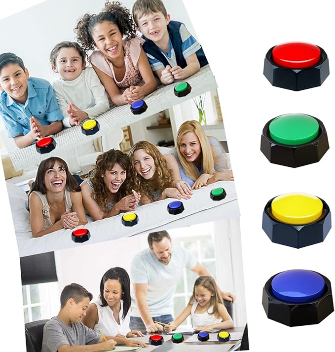 Recordable Buttons, Dog Buttons for Communication, 30 Seconds Recording Upgrade, Pack of 4 Colored Buzzers, Easy to Use,Material Safety. (Batteries Inside)