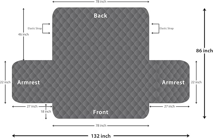 Utopia Bedding Reversible Oversized Sofa Couch Cover, Water Resistant Slipcover Furniture Protector with Foam Sticks and Elastic Straps for Kids Dogs Pets (3.5 Seater, Gray/Light Gray)
