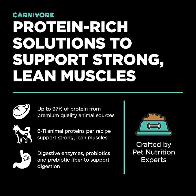 Go! Solutions Carnivore Chicken, Turkey + Duck Grain-Free Dry Adult Dog Food, Our Highest-Protein Kibble Made with Real Meat & Fish, Pumpkin & Probiotics for Good Digestion, 3.5 lb Bag