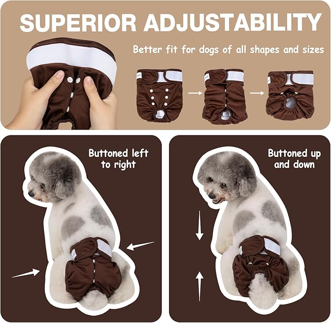 Pet Soft Washable Female Diapers (3 Pack) Female Dog Diapers, Comfort Reusable Doggy Diapers for Girl Dog in Period Heat (Deep Set, XL)