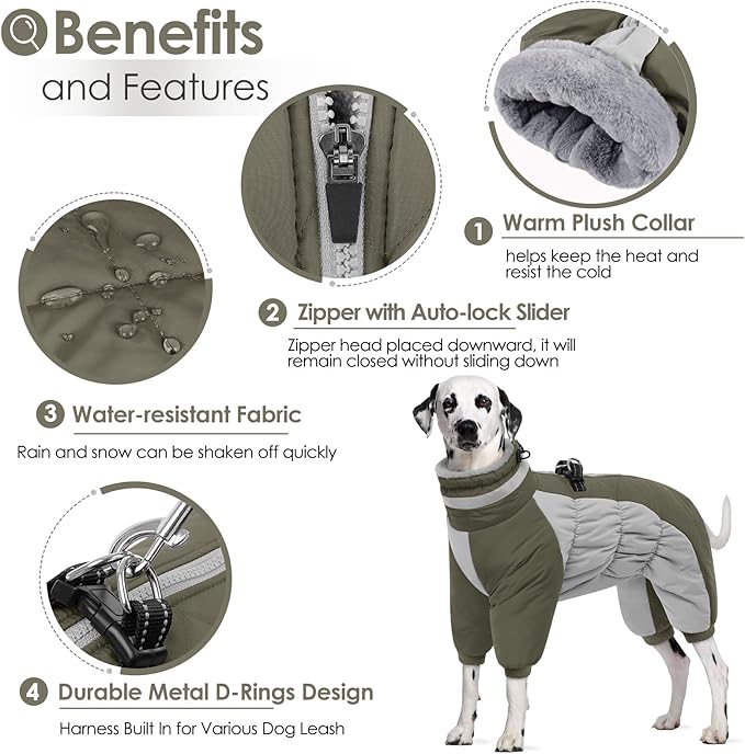 AOFITEE Small Dog Coat Warm Dog Jacket Winter, Windproof Dogs Winter Coat with Harness Built in, Reflective Turtleneck Dogs Puffer Jacket Snowsuit, Full Body Fleece Coats for Small Medium Large Pet